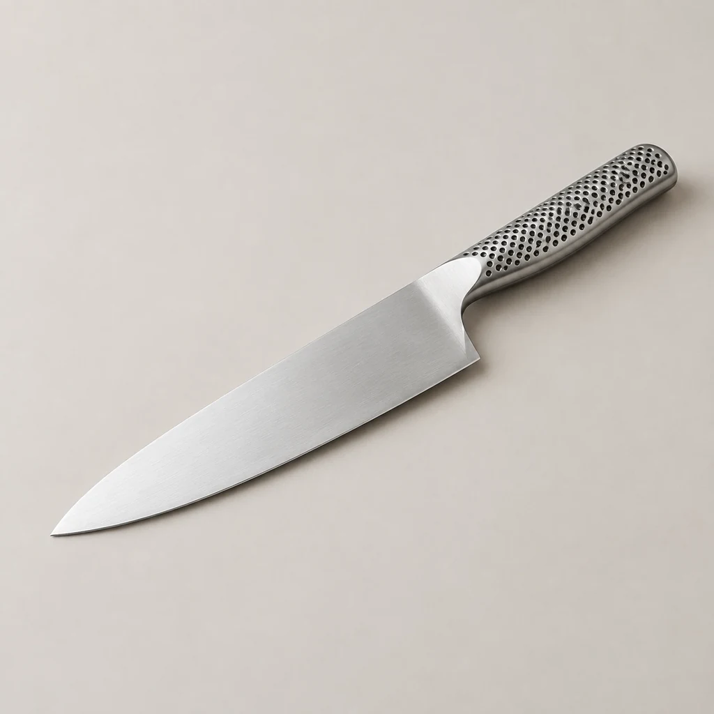 All-steel Japanese-style cook's knife with dimpled handle