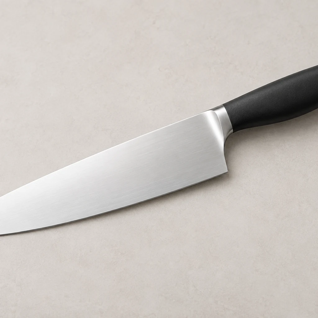 Chef's knife with a black ergonomic handle